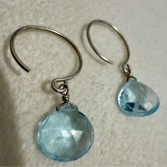 DAINTY BLUE DROP EARRINGS – STERLING-LOOK HANDMADE STYLE - Picture 7 of 17